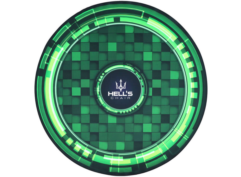 Mata pod fotel HELL'S CHAIR Rainbow Zielony prezentacja maty na białym tle poliester do zastosowań gamingowych codzienne użytkowanie