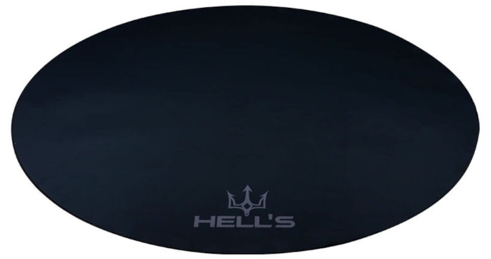 Mata pod fotel HELL'S CHAIR Rainbow Czarny prezentacja maty na białym tle w perspektywie okrągła mata średnica 120 cm swobodne manewrowanie