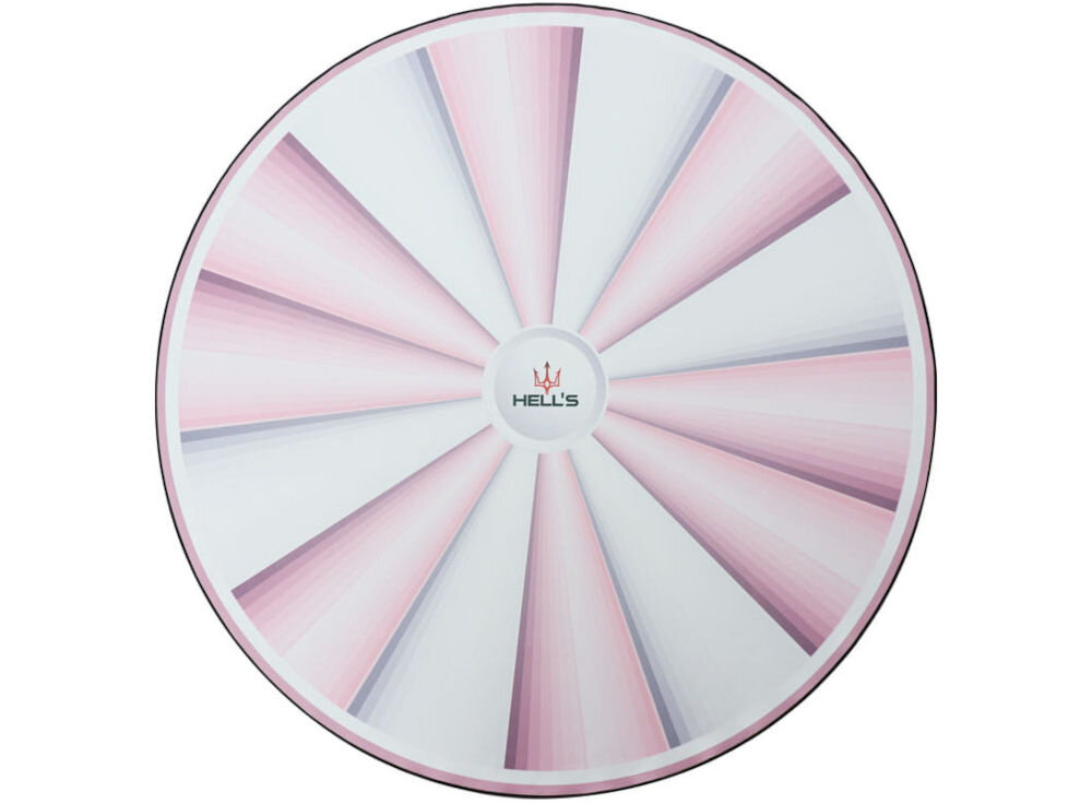 Mata pod fotel HELL'S CHAIR Rainbow Różowo-biały prezentacja maty na białym tle poliester do zastosowań gamingowych codzienne użytkowanie