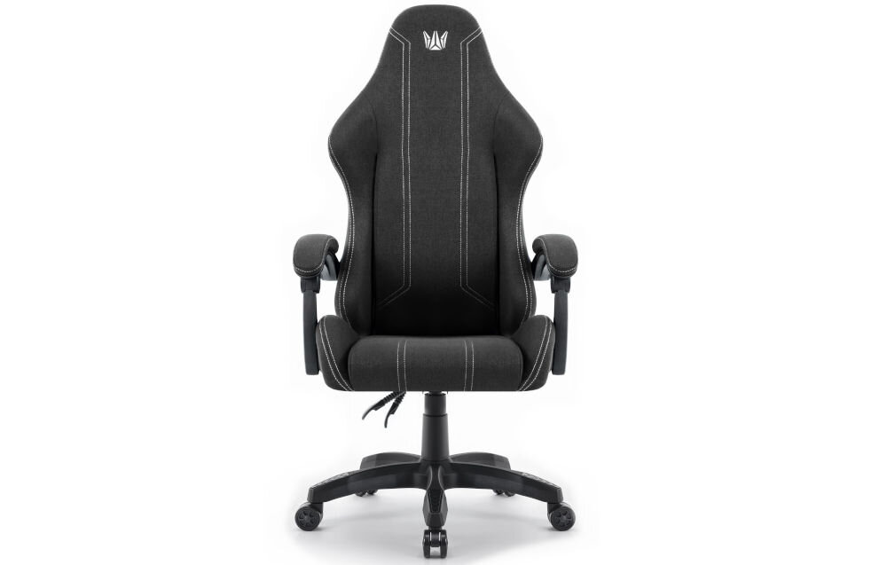 Fotel gamingowy HELL'S CHAIR HC 1014 Czarny prezentacja fotela od przodu na białym tle wymiary stabilność