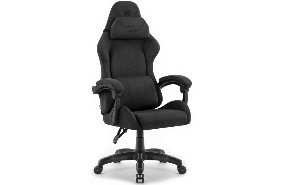 Fotel HELL'S CHAIR HC-1014 Czarny prezentacja fotela od przodu pod kątem na jasnym tle dopracowany design komfort elegancka forma