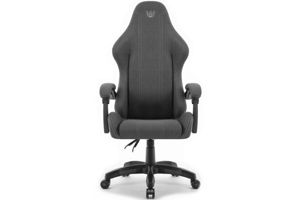 Fotel HELL'S CHAIR HC-1014 Szaro-Czarny prezentacja fotela od przodu na białym tle wymiary stabilność