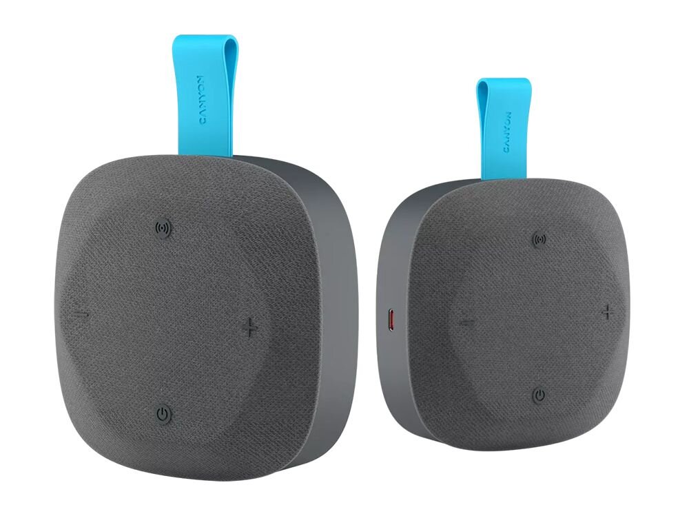 Głośnik mobilny CANYON Hexagon 10 mikrofon rozmowy asystent głosowy sterowanie, głośnik mobilny stojący po skosie na białym tle