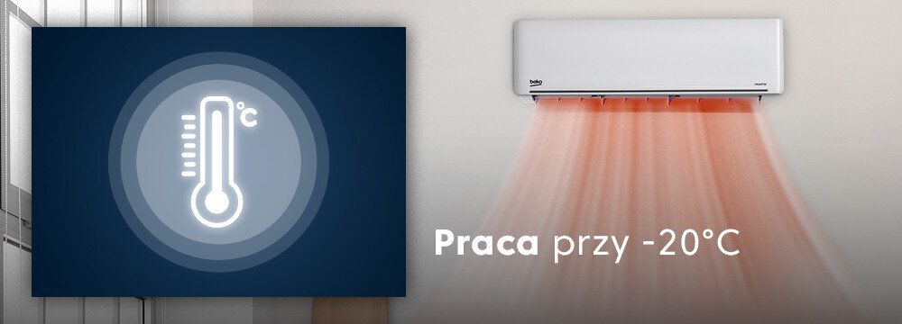Klimatyzator Split, Pompa ciepła powietrze - powietrze BEKO BEEPGH 095/BEEPGH 096 2.6 kW nawet przy -20 stopniach Tryb ogrzewania czy osuszania funkcja ogrzewania