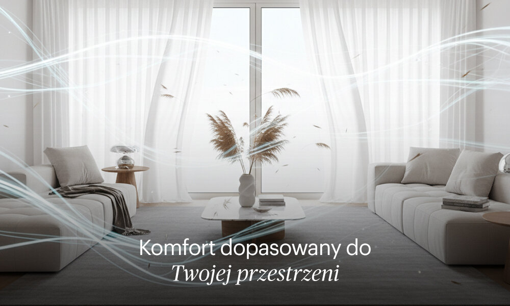 Klimatyzator Split, Pompa ciepła powietrze - powietrze GRUNDIG GEEPDE120 z usługą montażu Komfort dopasowany do Twojej przestrzeni do pomieszczeń o powierzchni do 30 m² zdjęcie lifestyle prezentacja pomieszczenia