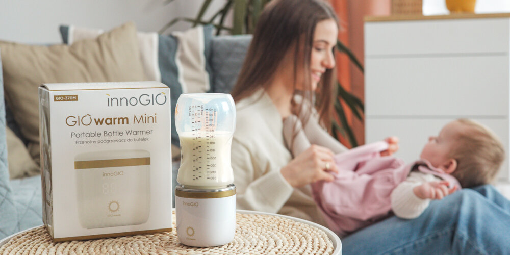 Podgrzewacz do butelek INNOGIO GIOwarm Mini GIO-370M wygląd design tło prezentacja wizualizacja
