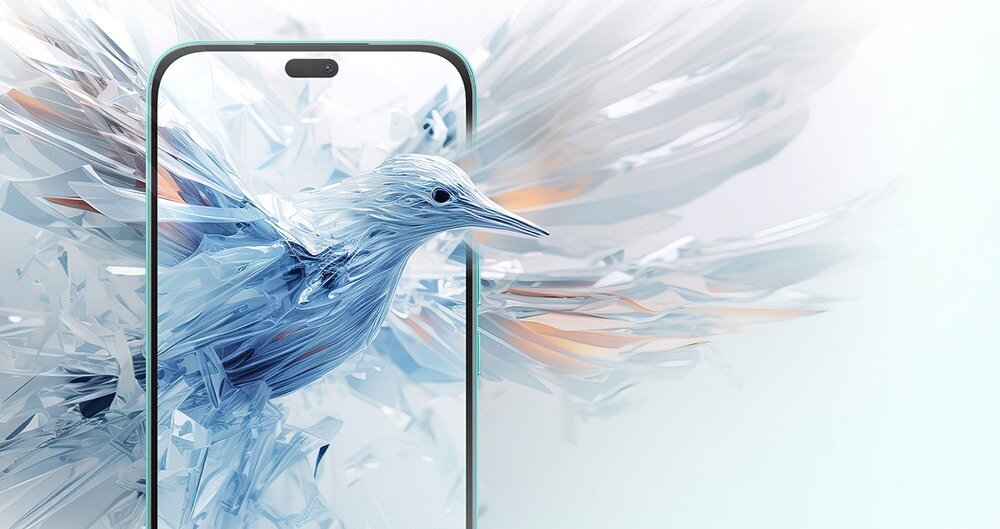 Smartfon HONOR 400 Lite szklany ptak wylatuje z ekranu