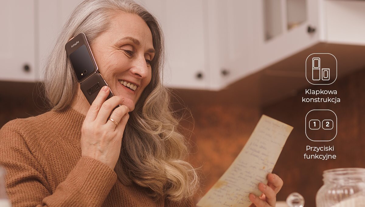 Telefon MYPHONE Harmony LTE Praline Collection klapka klawisze obsługa interfejs