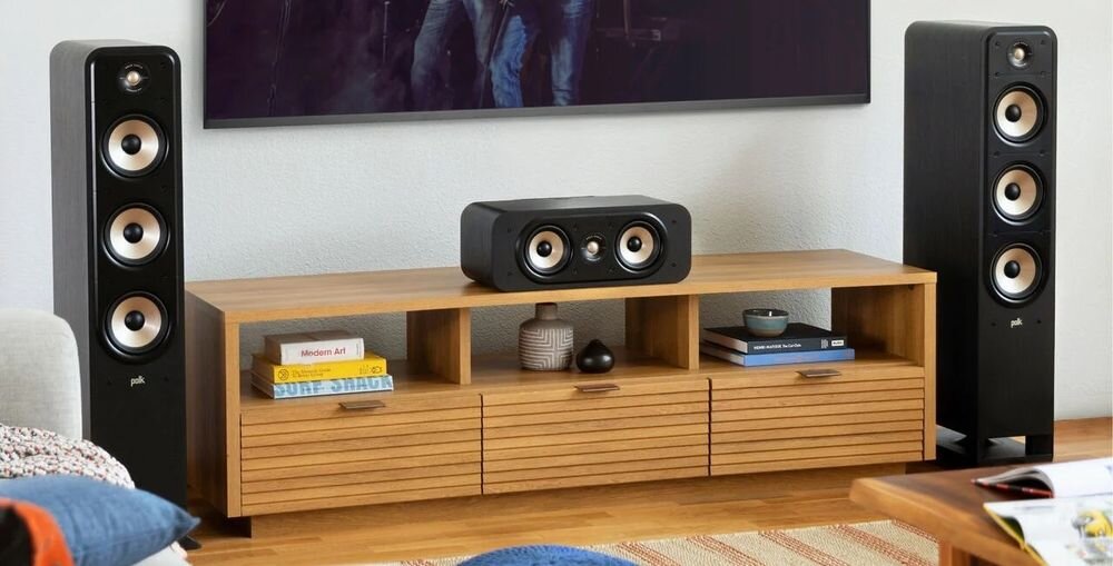 POLK AUDIO Signature Elite ES60 kolumna głośnikowa Hi-Res Audio Dolby Atmos DTS:X kinowy dźwięk wysokiej rozdzielczości, kolumny stojące w pomieszczeniu