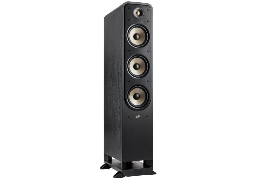 POLK AUDIO Signature Elite ES60 Dolby Atmos DTS:X amplituner 4-8 ohm kino domowe system audio, kolumna po skosie na białym tle