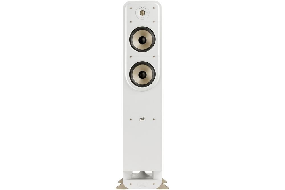 POLK AUDIO Signature Elite ES55 kolumna głośnikowa MDF stabilna obudowa czysty dźwięk, kolumna od frontu na białym tle