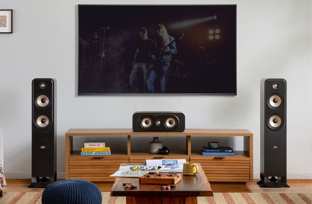 POLK AUDIO Signature Elite ES55 kolumna głośnikowa tweeter terylen wysokie tony szczegółowość Hi-Res Audio, kolumny stojące w pomieszczeniu