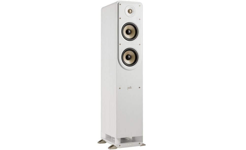 POLK AUDIO Signature Elite ES50 kolumna głośnikowa wymiary 95 cm stabilna konstrukcja ustawienie, kolumna po skosie na białym tle