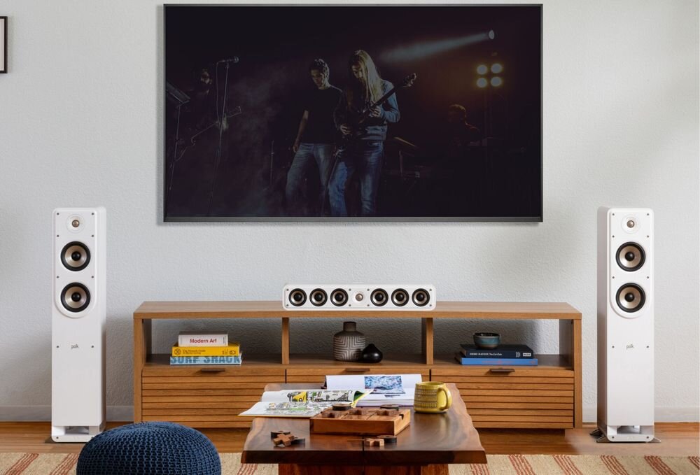 POLK AUDIO Signature Elite ES50 kolumna głośnikowa tweeter terylen wysokie tony szczegółowość, kolumny stojące w pomieszczeniu