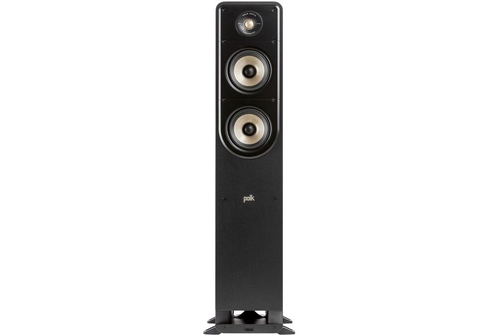 POLK AUDIO Signature Elite ES50 kolumna głośnikowa woofer 5.25 cala bas dynamika dźwięku, kolumna od frontu na białym tle
