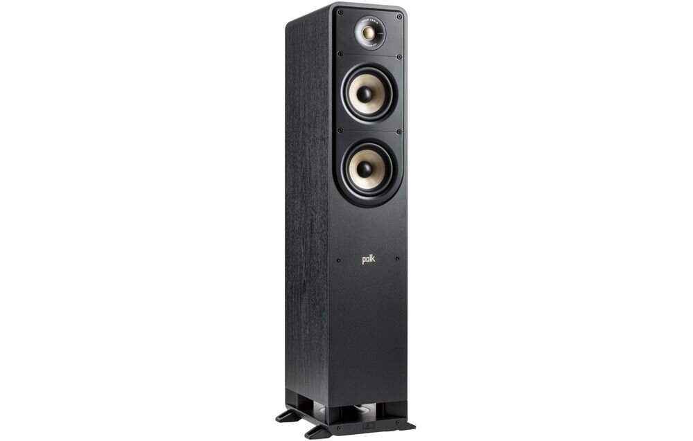POLK AUDIO Signature Elite ES50 kolumna głośnikowa wymiary 95 cm stabilna konstrukcja ustawienie, kolumna po skosie na białym tle