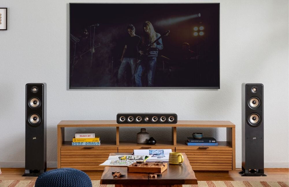 POLK AUDIO Signature Elite ES50 kolumna głośnikowa tweeter terylen wysokie tony szczegółowość, kolumny stojące w pomieszczeniu