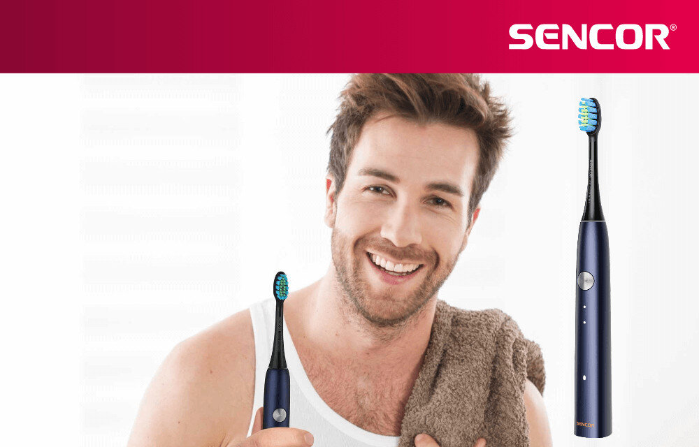 Szczoteczka soniczna SENCOR SOC 4012BL Granatowy wygląd design prezentacja wizualizacja Wygodne szczotkowanie