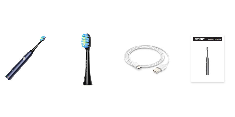 Szczoteczka soniczna SENCOR SOC 4012BL Granatowy Zawartość zestawu zestaw wyposażenie akcesoria