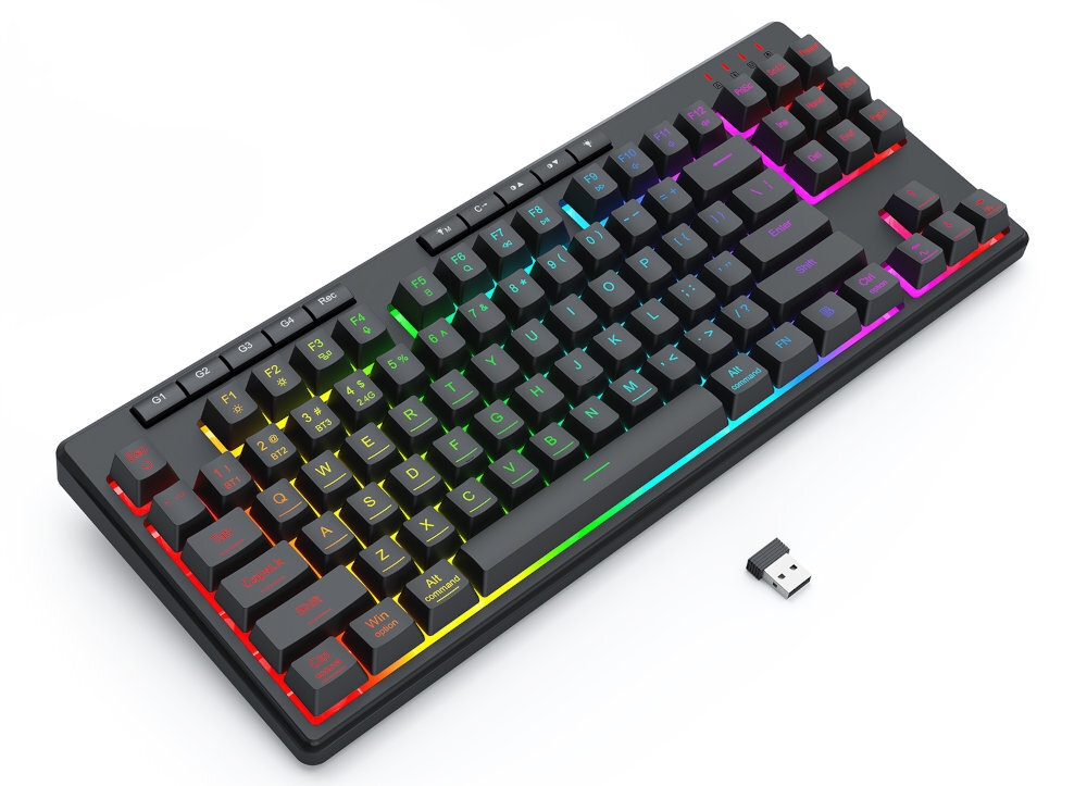 REDRAGON K516 Shiva Pro układowi 87 klawiszy formacie TKL podświetleniu RGB anti-ghosting klawiszom makr trzem trybom łączności