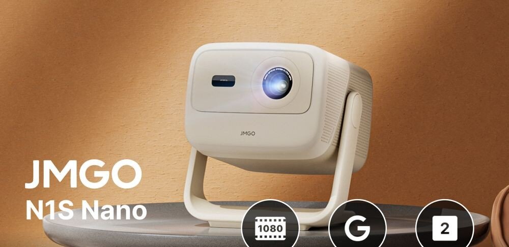 JMGO N1S Nano - Główny banner, projektor na stoliku