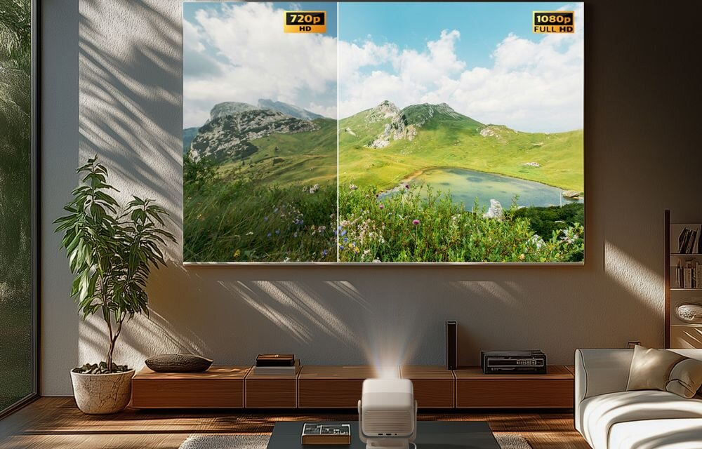JMGO N1S Nano - Full HD, jasność 460 lumenów ISO, LED, projektor w pomieszczeniu