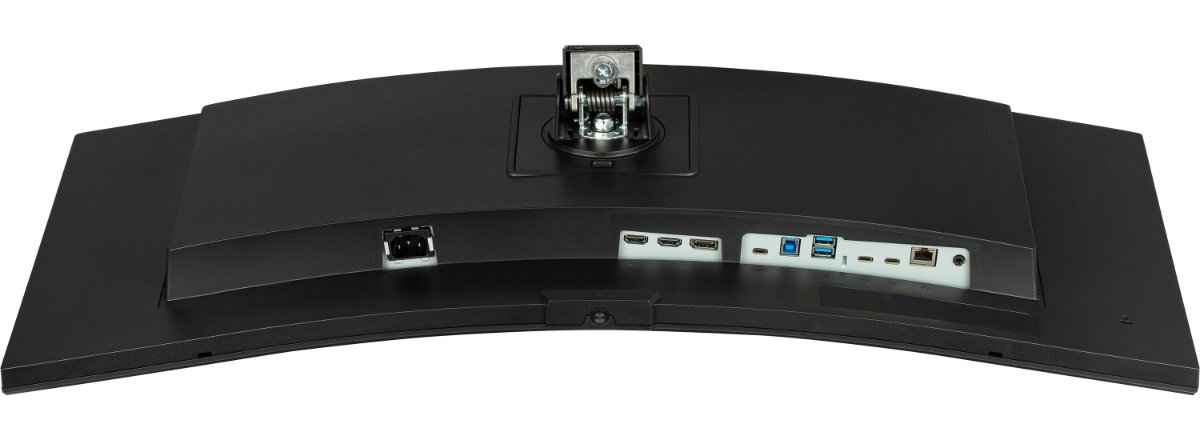 Monitor IIYAMA ProLite XCB3497WQSNP-B1 bez podstawki na białym tle - widok spodu obudowy monitora.