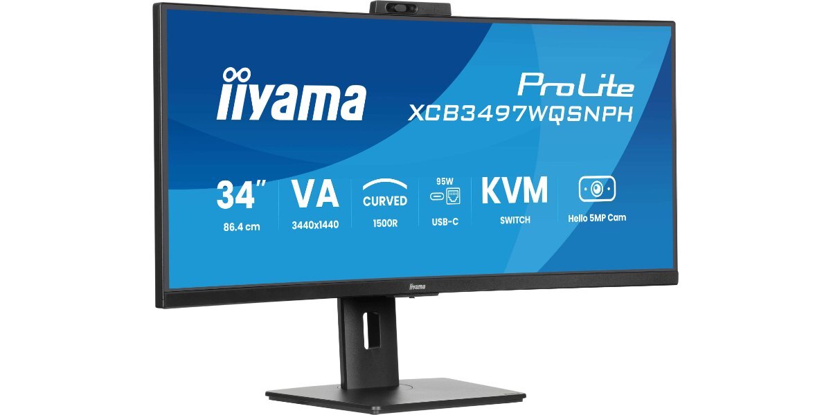 Monitor IIYAMA ProLite XCB3497WQSNPH-B1 na białym tle.