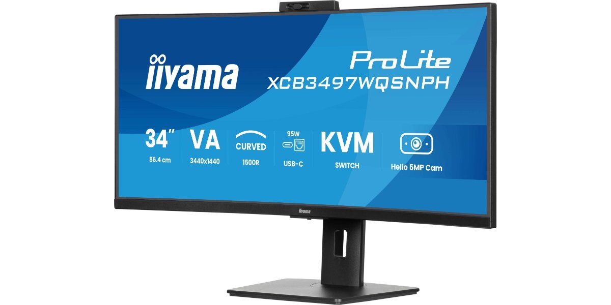 Monitor IIYAMA ProLite XCB3497WQSNPH-B1 na białym tle.
