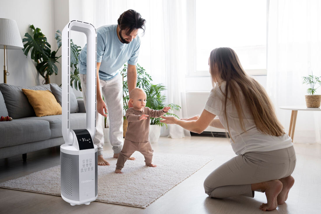 Wentylator WEBBER WB1820 Biały wygląd design prezentacja wizualizacja Komfort i świeżość
