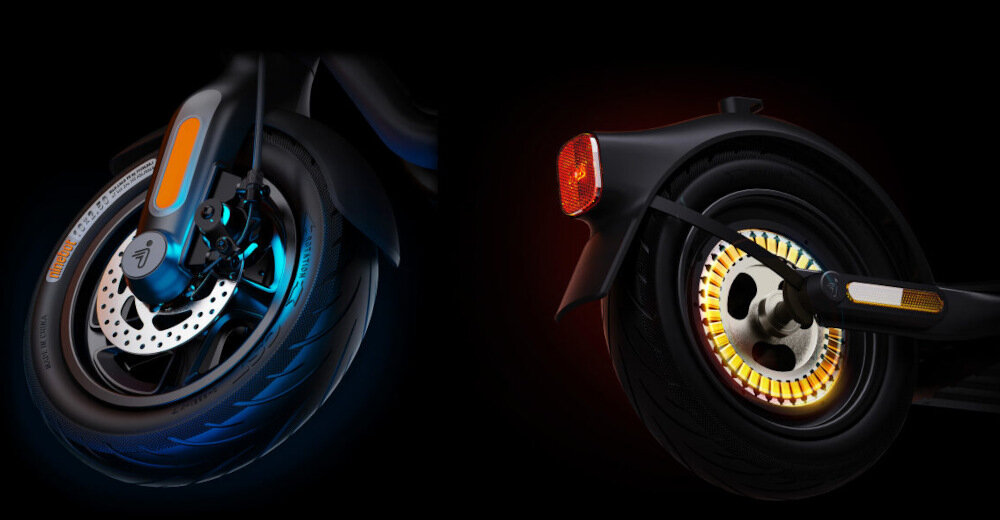 Hulajnoga elektryczna SEGWAY Ninebot KickScooter F2 Plus Czarny hamulce przedni tarczowy tylny elektryczny duza sila hamowania skuteczny niezawodny system hamowania