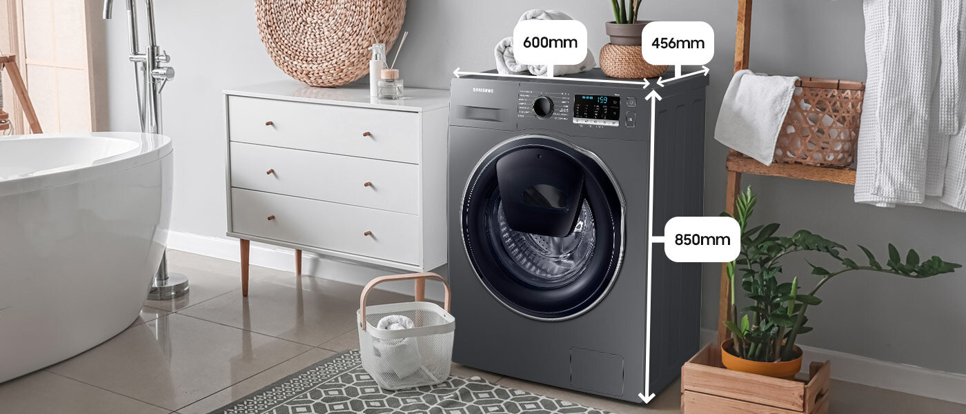 Wysokość, szerokość i głębokość pralki Samsung WW8NK52E0VX
