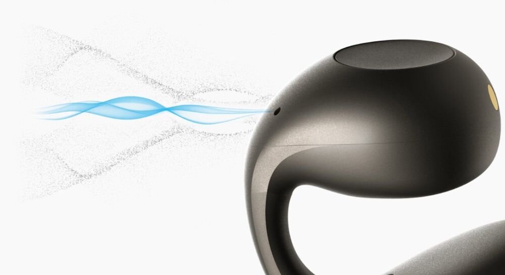 Słuchawki powietrzne SOUNDCORE C40I Bluetooth 5.4 połączenie wielopunktowe wygoda, słuchawka na jasnym tle