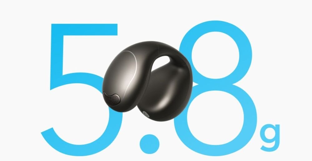 Słuchawki powietrzne SOUNDCORE C40I lekka konstrukcja komfort długie użytkowanie, słuchawka powietrzna na białym tle, waga