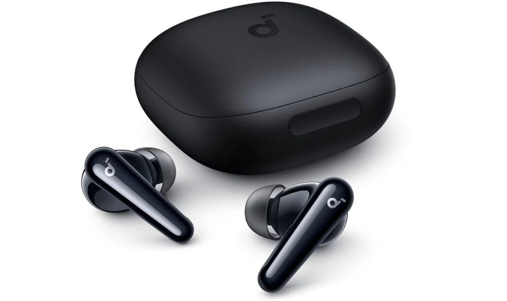 Słuchawki dokanałowe SOUNDCORE Liberty 4 Pro ANC - Cisza na żądanie, ANC, słuchawki z etui ładującym na białym tle