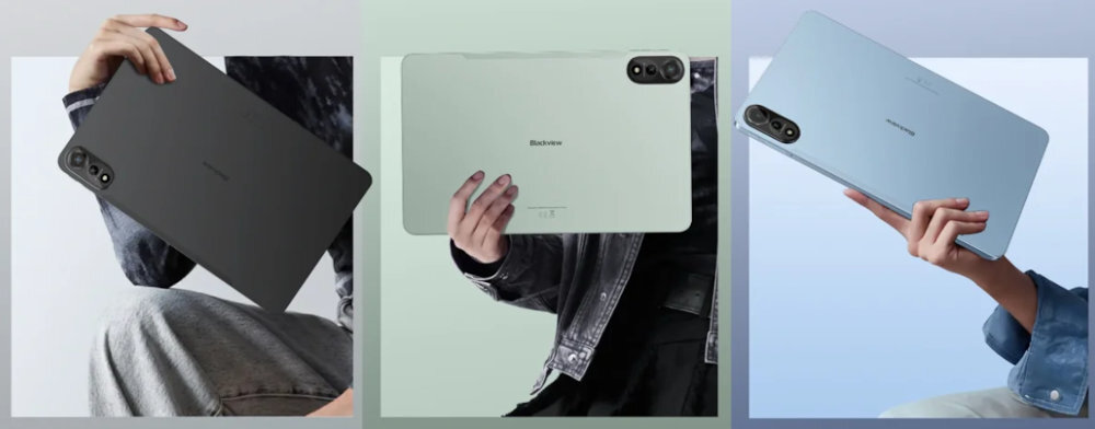 BLACKVIEW Mega 2 trzech wariantach kolorystycznych: szarym, zielonym i niebieskim