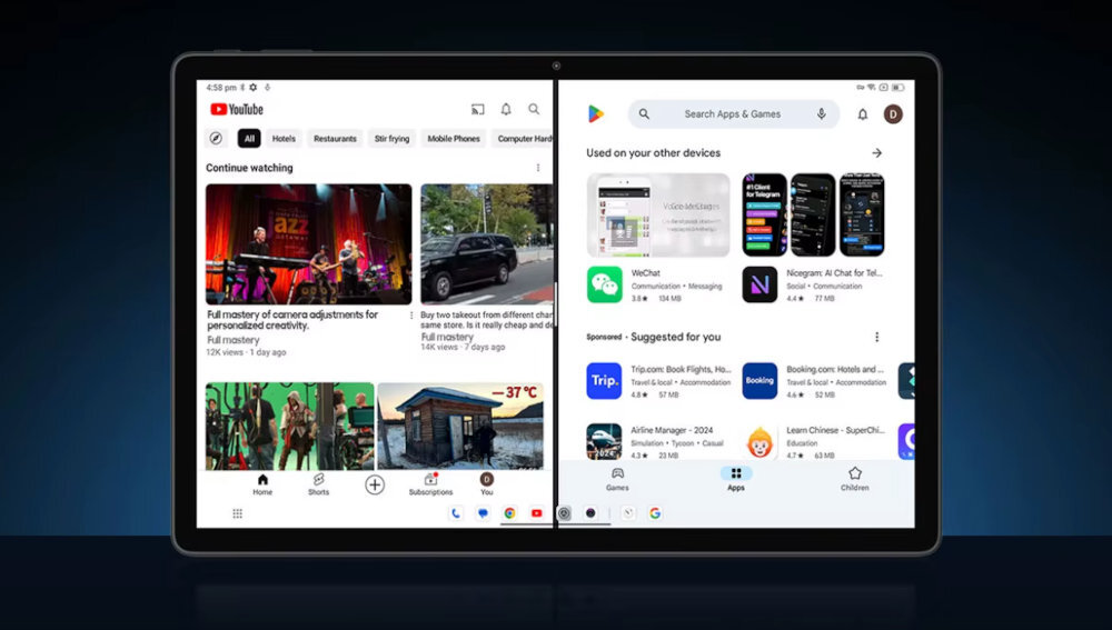 BLACKVIEW Mega 8 widoku podzielonego ekranu emocjonującym livestreamem robienie notatek na jednym ekranie zajęć online lub spotkań