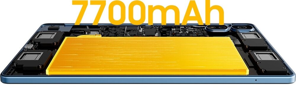 Tablet BLACKVIEW Tab 16 Pro wizualizacja pojemności, Bateria 7700 mAh pojemność granie