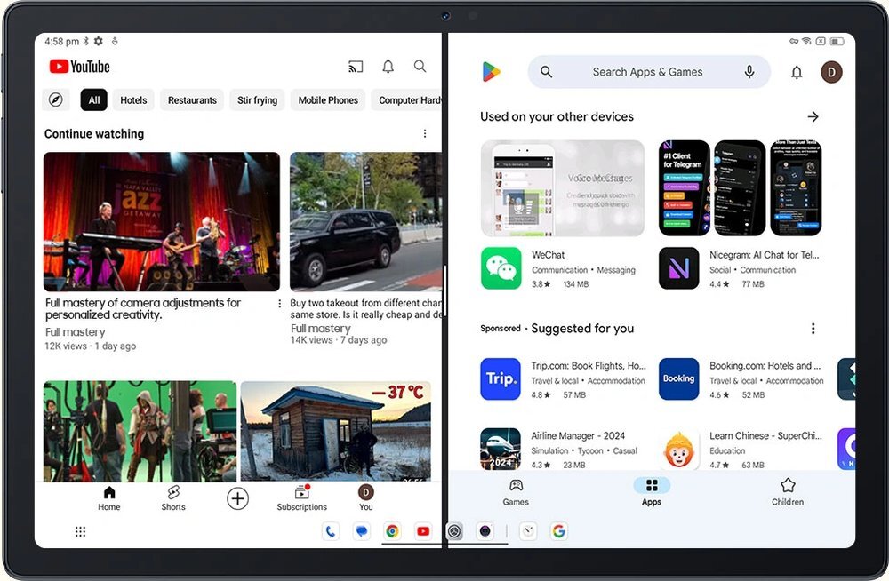 Tablet BLACKVIEW Tab 16 Pro podzielone okna na ekranie, wiele okien Tryb PC 2.0