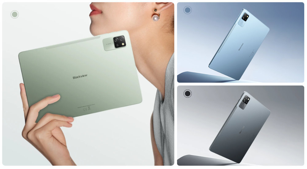 Blackview Tab 60 Pro trzech szarym, zielonym i niebieskim Szary odcień Zielony wariant Niebieski