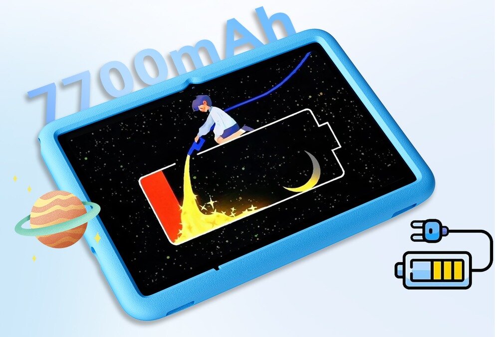 Tablet BLACKVIEW Tab 60 Pro Kids 10.1 bateria pojemność łądowanie 7700 mAh    