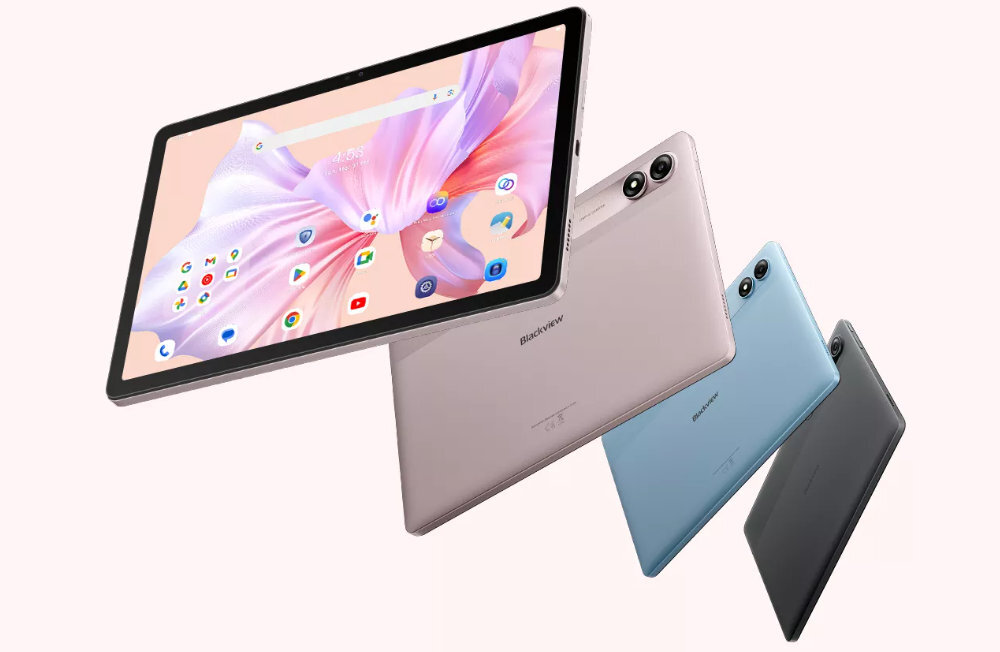 BLACKVIEW Tab 90 tablet w trzech kolorach różowym niebieskim i szarym