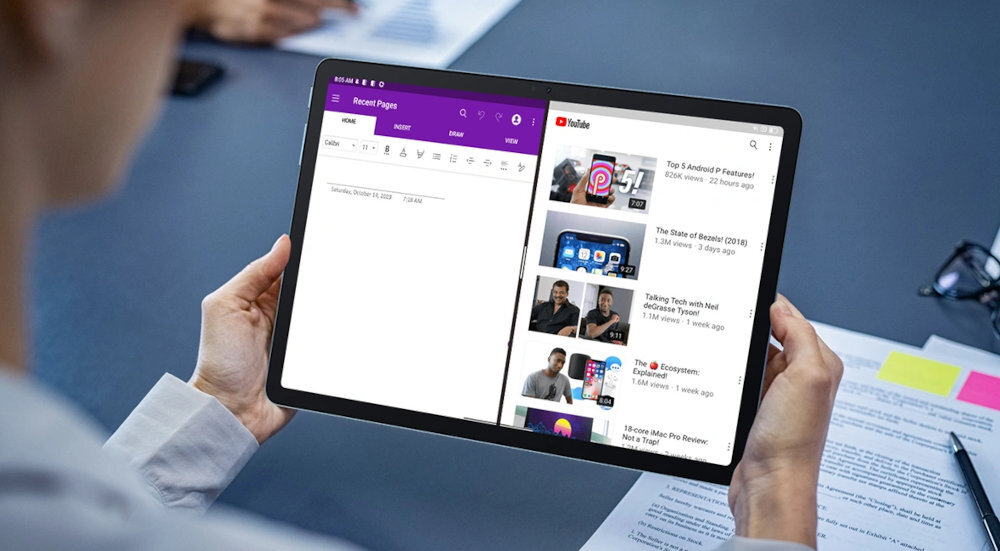 BLACKVIEW Tab 9 widoku podzielonego ekranu emocjonującym livestreamem robienie notatek na jednym ekranie zajęć online lub spotkań