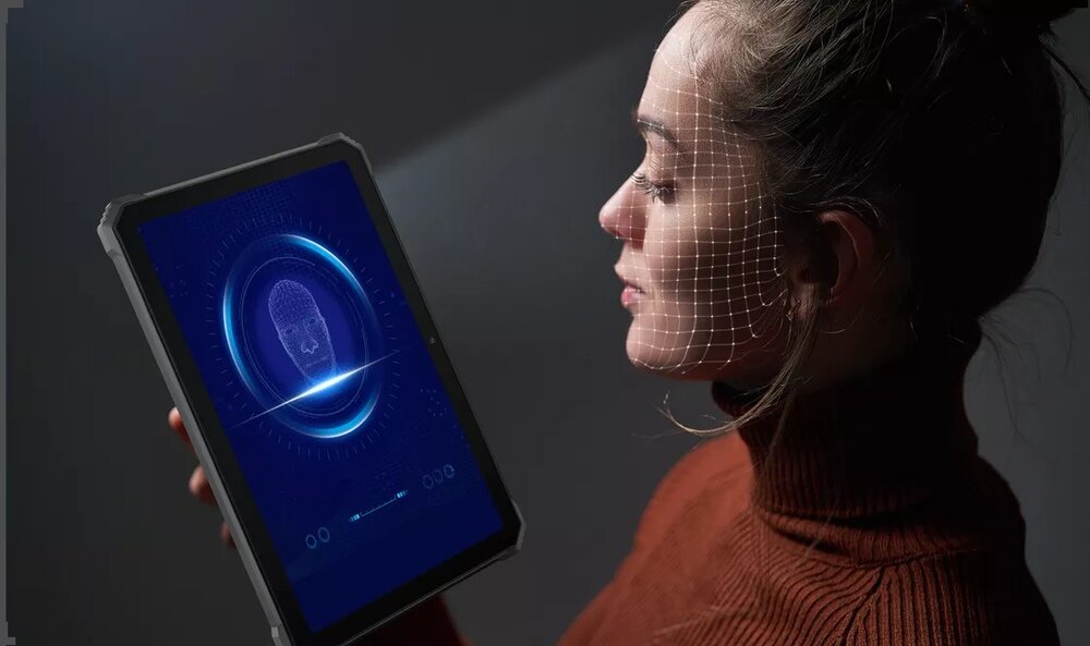 Tablet BLACKVIEW Active 8 Pro człowiek skanuje twarz,  Przednia kamera 16 MP Hynix HI-1634Q selfie zdjęcia skan twarzy