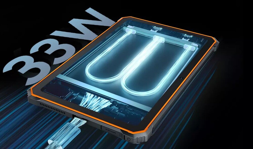 Tablet BLACKVIEW Active 8 Pro podczas ładowania, 33 W ładowanie reverse charging