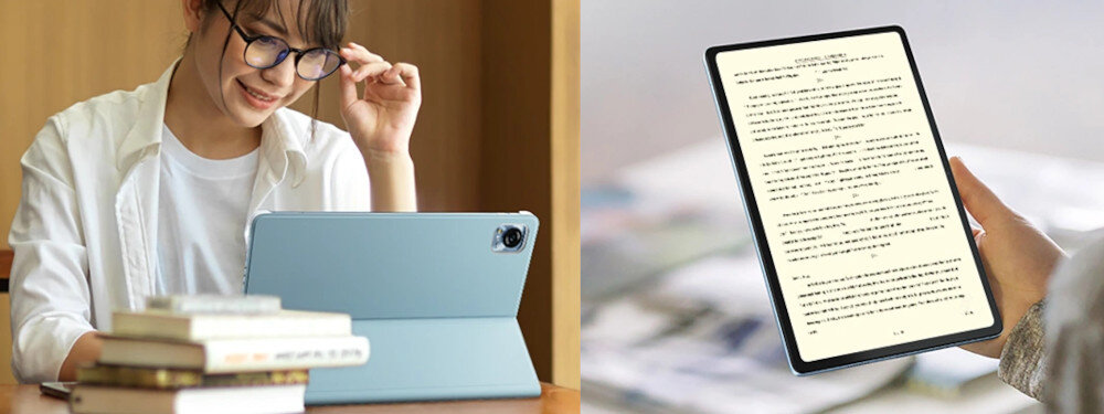 Tablet Blackview Tab 70 kobieta czyta na tablecie ochrona oczu