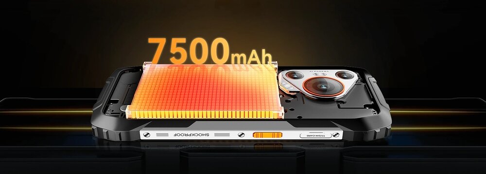 Smartfon BLACKVIEW BL7000 bateria o pojemności 7500 mAh  Technologia szybkiego ładowania 33 W funkcja OTG Reverse Charging (6 W)   