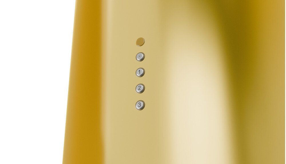 OKAP AKPO WK-12 Balmera WL Slim Na zdjęciu widać fragment czarnego, cylindrycznego okapu kuchennego z widocznym rzędem przycisków sterujących na obudowie. U dołu znajdują się wbudowane punkty świetlne LED oraz prostokątny filtr tłuszczowy tryb wyciąg pochłaniacz filtry węglowe usuwanie zapachów opary