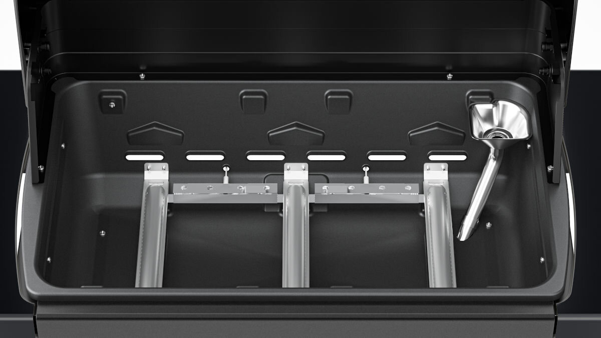 Grill gazowy CAMPINGAZ Plancha EX3, potrawy, powierzchnia, moc, palniki, równomiernie, naa białym tle zbliżenie na palniki grilla