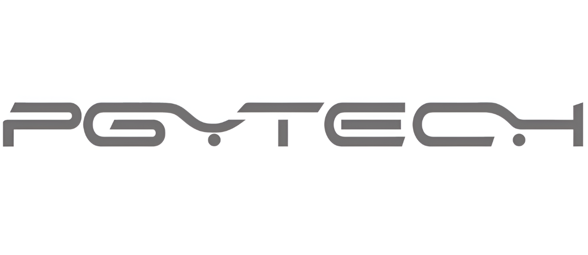 Logo z napisem \'PGYTECH\' w szarym kolorze na białym tle.